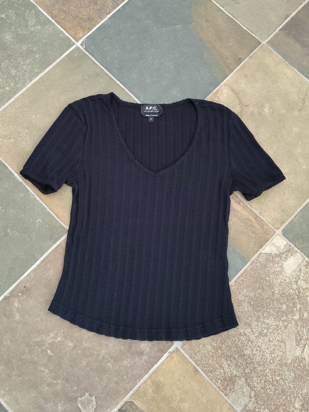 A.P.C. Black tee shirt top Y2K